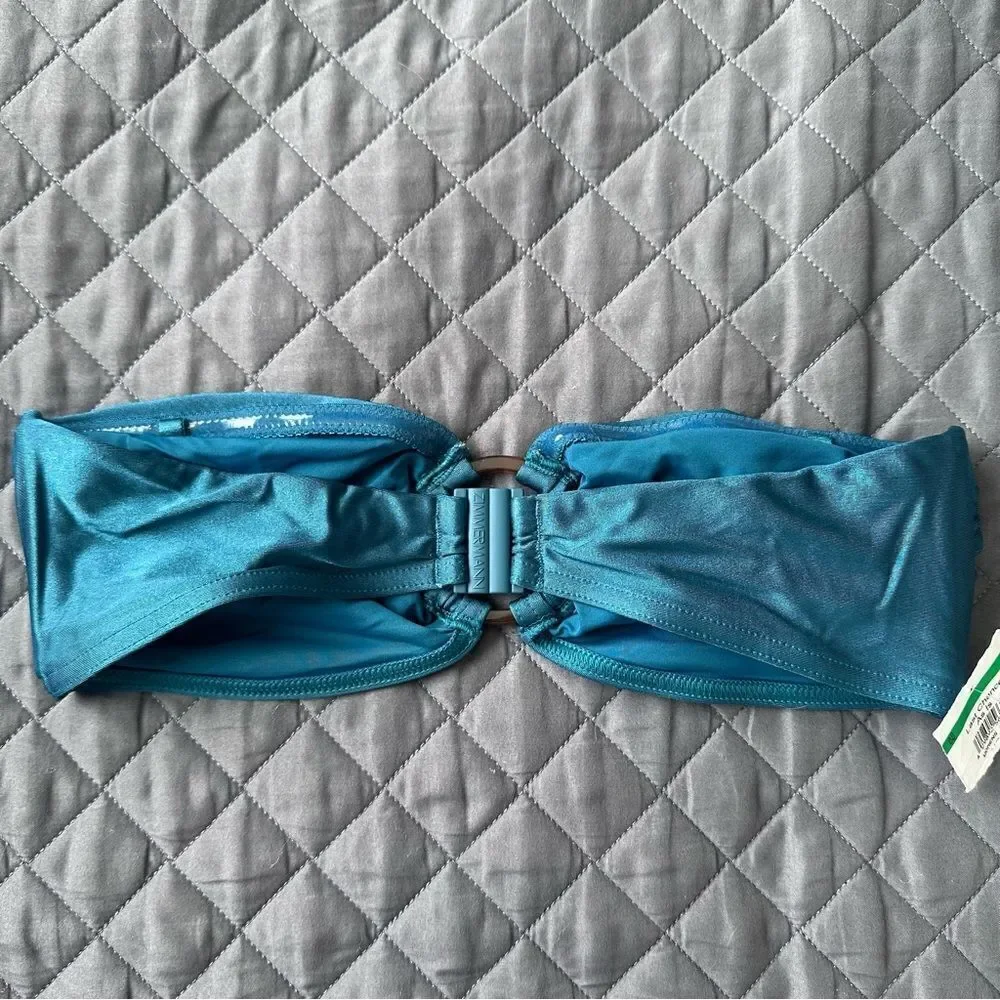 Zimmermann Cassia Ring Bandeau Bikini Top in Teal Size 2